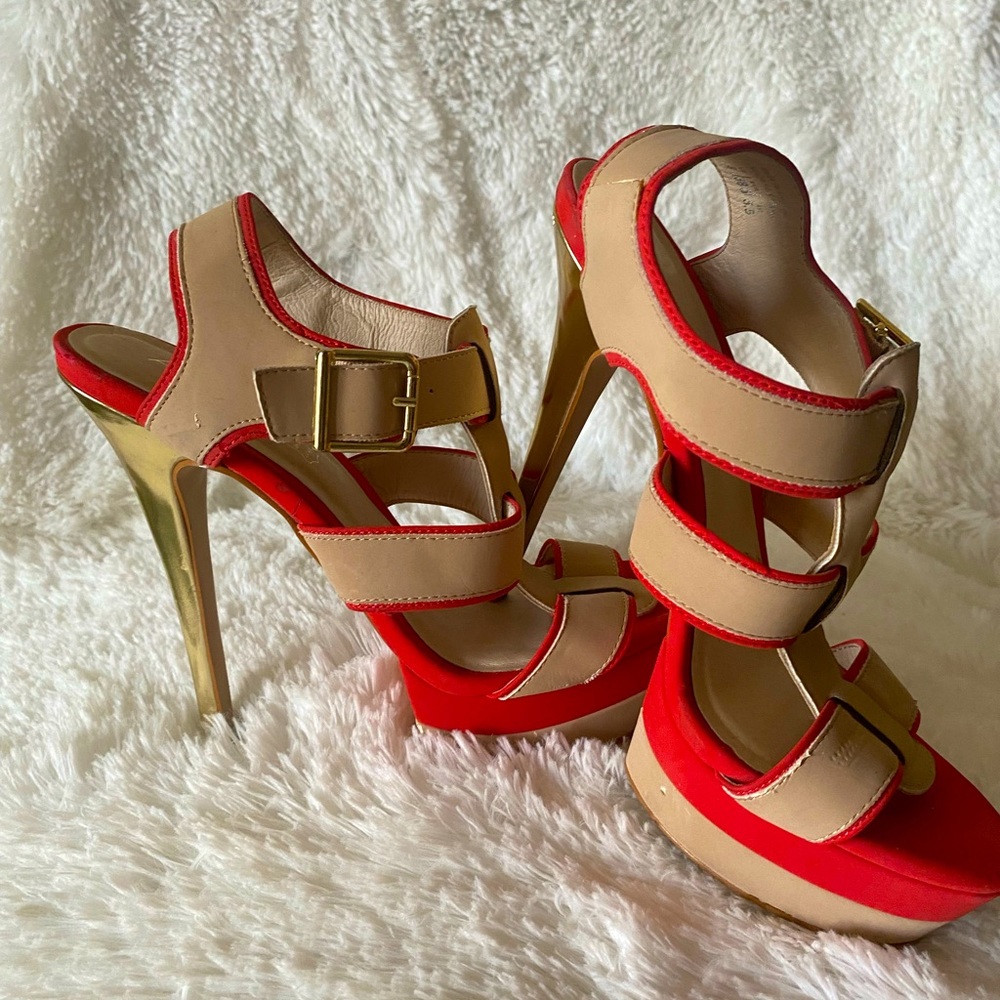 Aldo  Orange and Tan heels